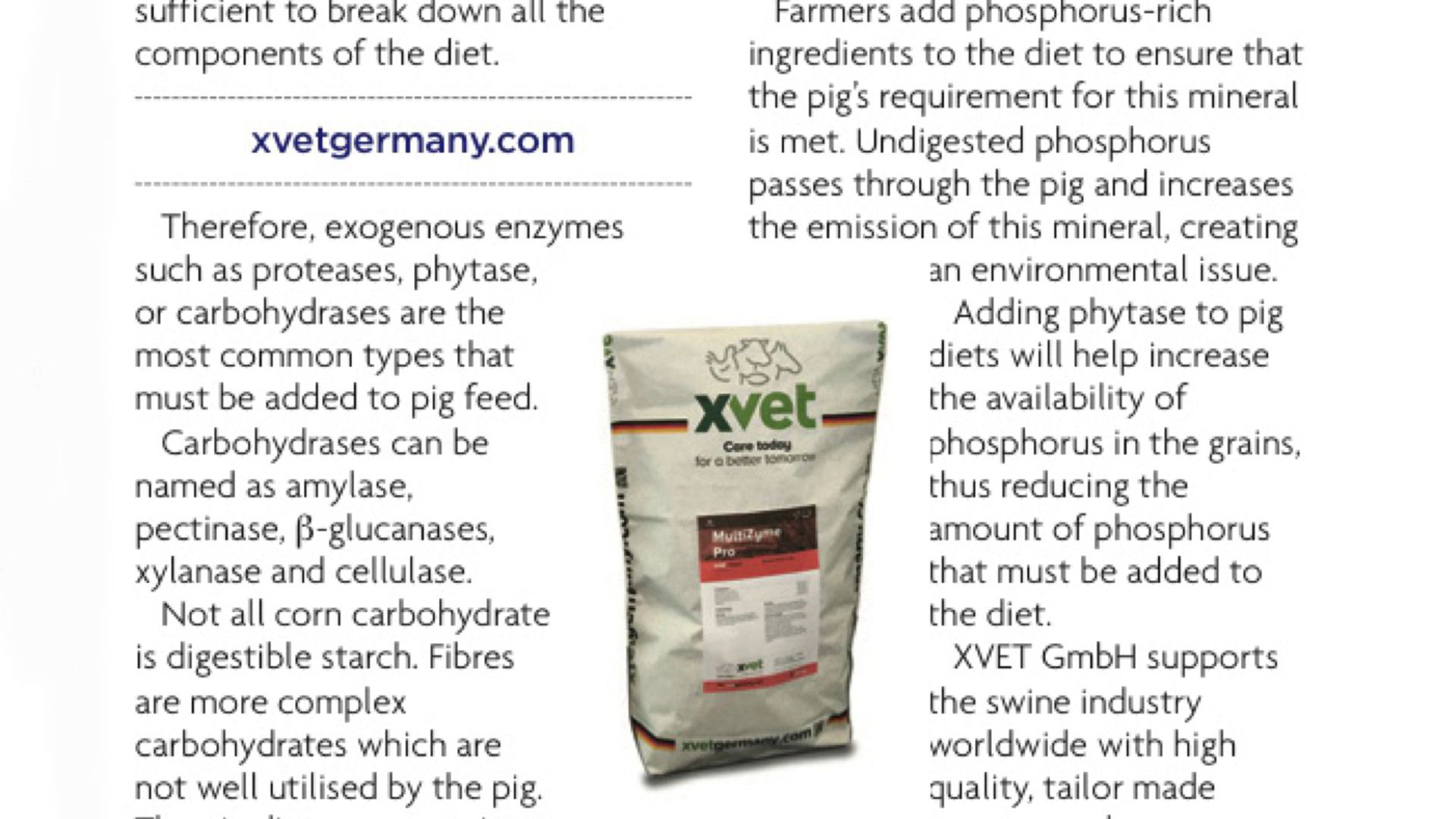 XVET Enzymes Featured in Pig Topics Magazine
